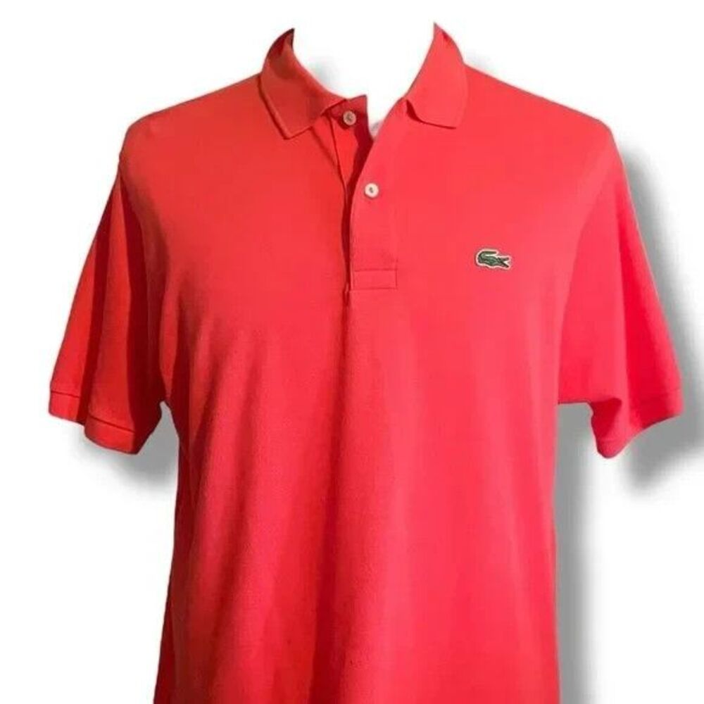 Lacoste Men's Polo Shirt Short Sleeve 100% Cotton Bright Red Sz 5 - L Crocodile